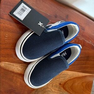 Hurley Navy Slip-On Kids Sneakers with Royal Blue Accent